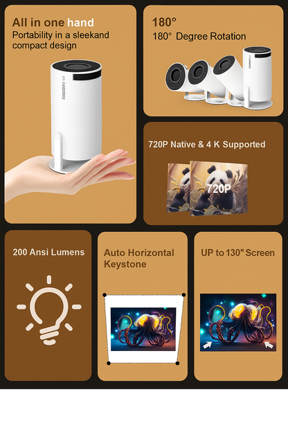Cinematic Projector Portable Home Theater